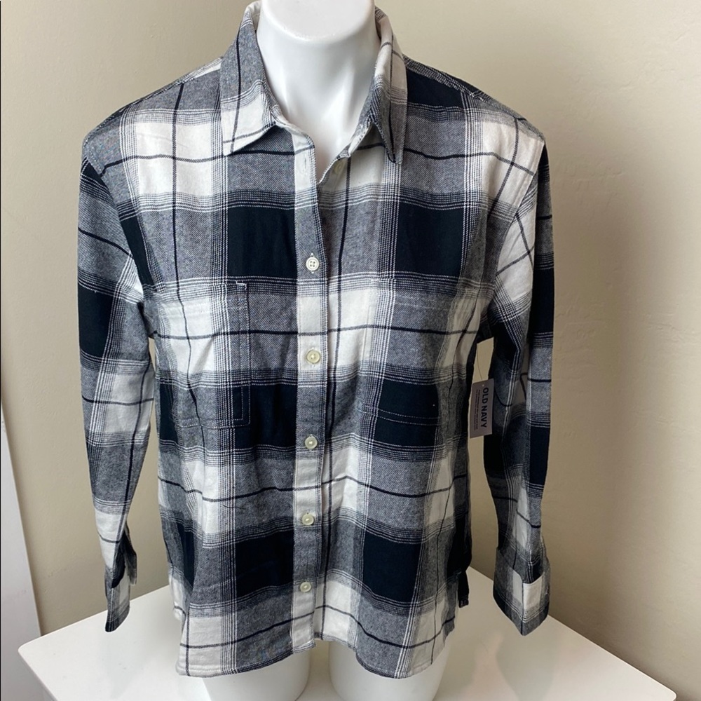 Old Navy The Boyfriend Shirt Plaid Button Down Shirt